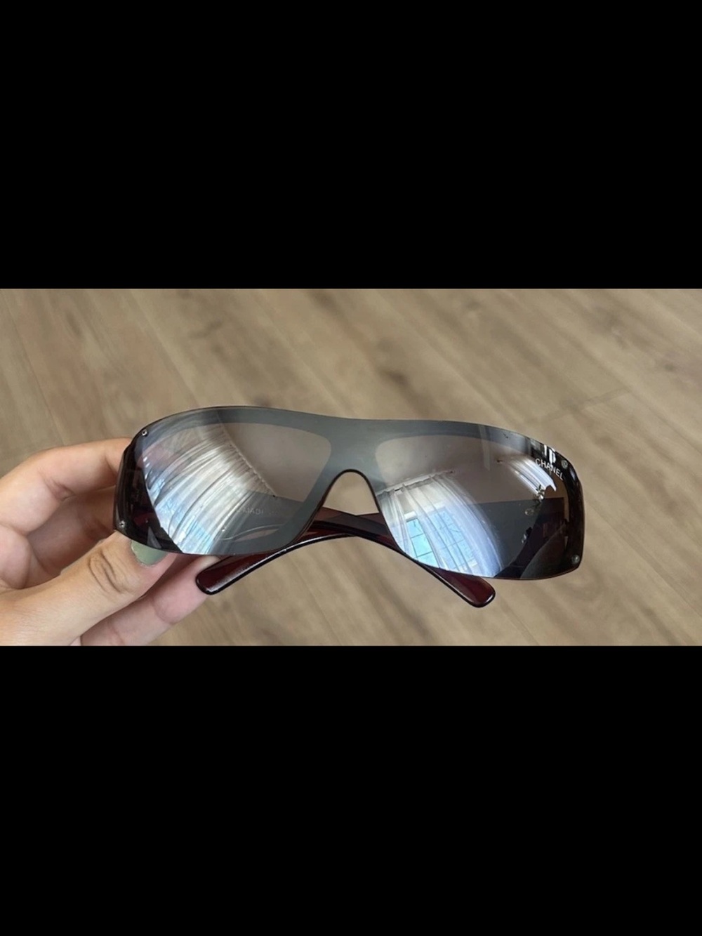 Rare CHANEL Brown Rectangular Sunglasses with Silver CC Logos - Picture 9 of 12